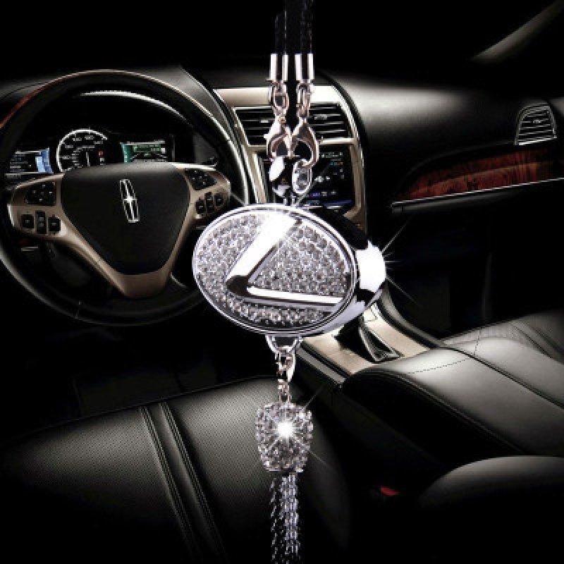 Ciondolo per specchietto retrovisore auto con cristallo | Lega di zinco e strass | Decorazione scintillante con ciondolo profumato, idea regalo