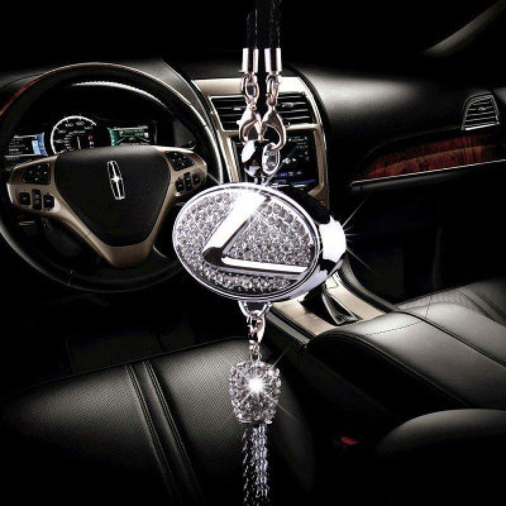 Ciondolo per specchietto retrovisore auto con cristallo | Lega di zinco e strass | Decorazione scintillante con ciondolo profumato, idea regalo