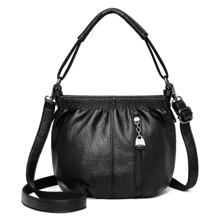 Damen Umhängetasche | Elegante Schultertasche aus PU mit Reißverschlussfächern