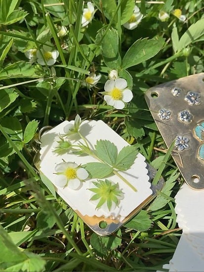 Mikro virágprés | Kézzel készült ezüstből és sárgarézből | 10 lapos herbárium papírral