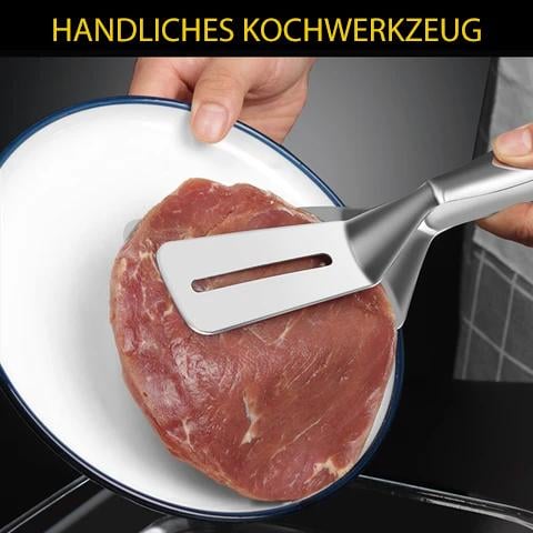 2-in-1 Grill- &amp; Küchenzange aus Edelstahl mit Pfannenwender | 304 Edelstahl | Wenden, Greifen &amp; Servieren mit nur einem Werkzeug | 26,2 cm