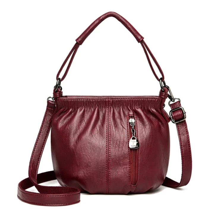 Damen Umhängetasche | Elegante Schultertasche aus PU mit Reißverschlussfächern