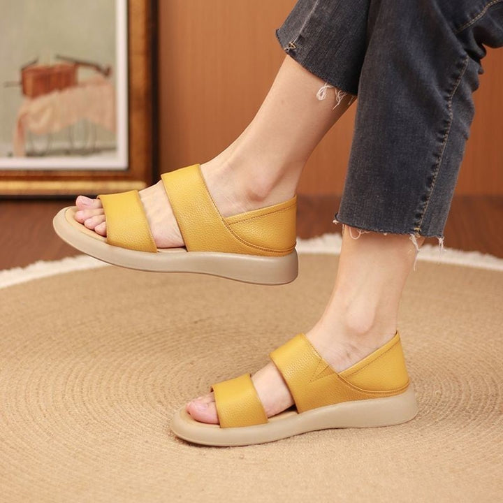 Damen Echtleder Sandalen | Slip-On Sommerschuhe mit rutschfester Sohle &amp; ergonomischem Design | KlammRiemen