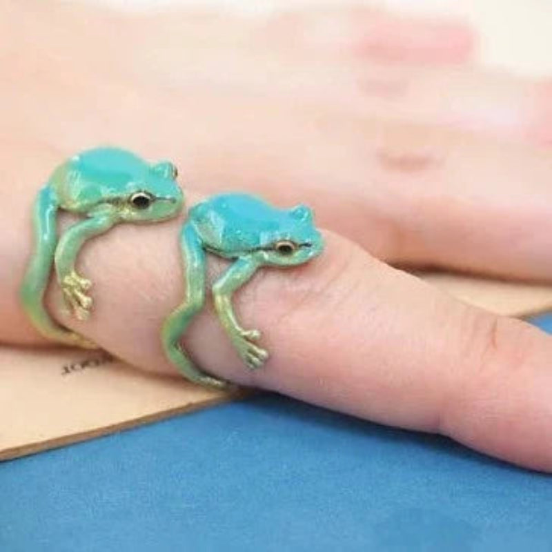 Frosch-Schmuck Set: Ring &amp; Ohrringe | Verstellbarer Ring (US 5–12) | Leicht &amp; naturinspiriert, handgefertigter Look
