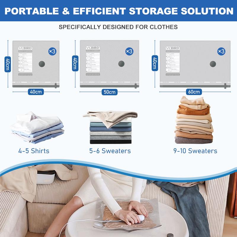 PackEase - Sacs sous vide pour gain de place avec pompe électrique