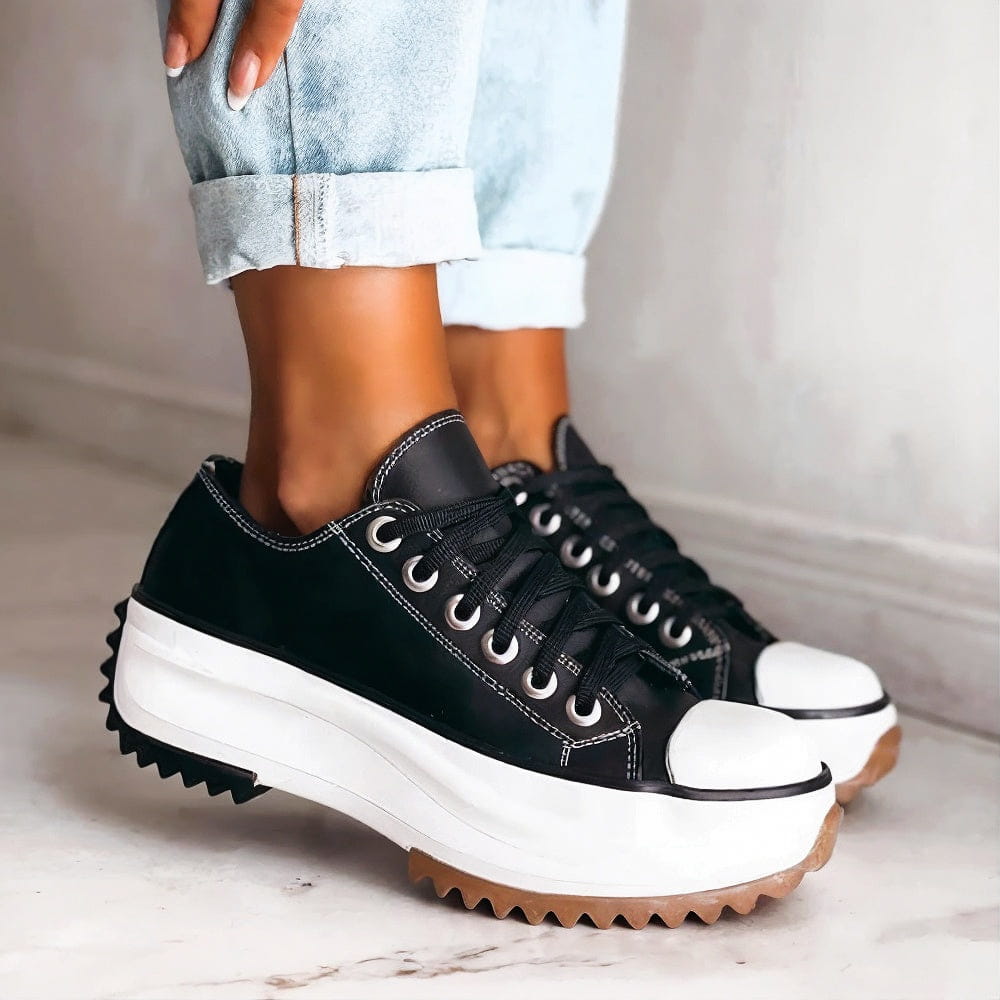 Baskets compensées épaisses pour femme | Semelle épaisse &amp; semelle intérieure rembourrée | Chaussures décontractées confortables pour streetwear, quotidien &amp; ville