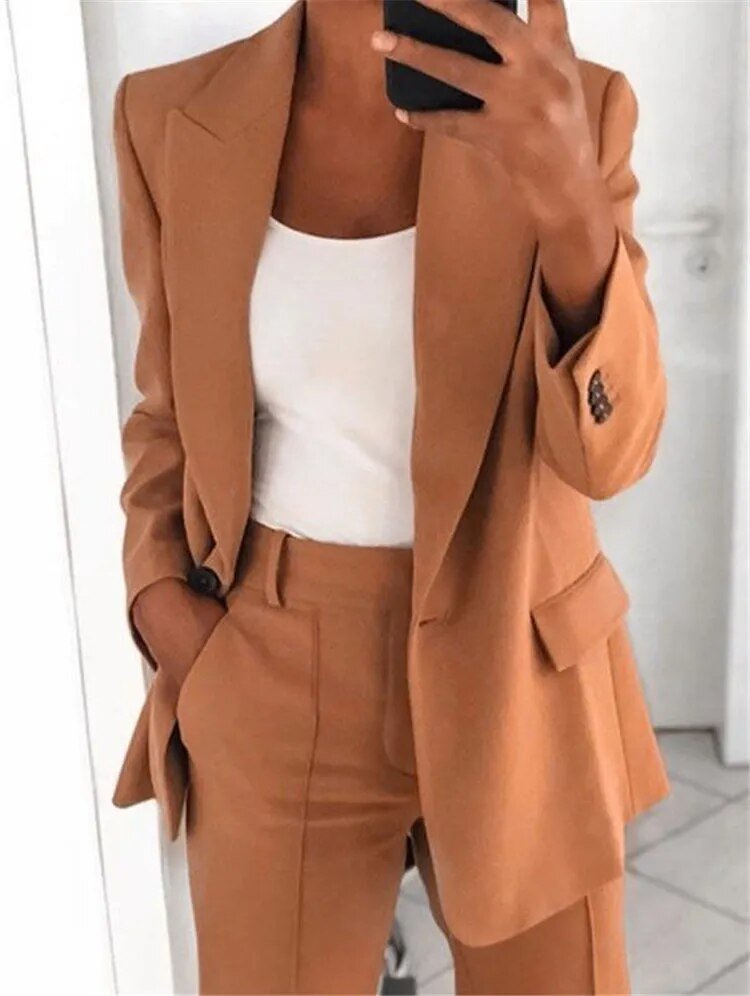 Damen 2-teiliges Blazer-Anzug Set | Elegant &amp; bequem für Büro &amp; Anlass | Blazer + Hose, zeitloser Schnitt, S–5XL