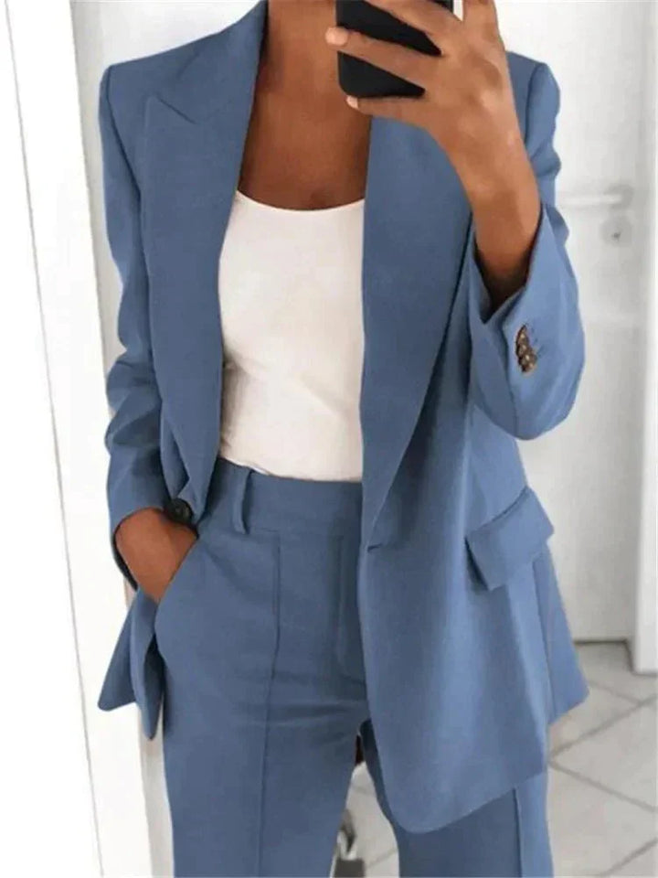 Damen 2-teiliges Blazer-Anzug Set | Elegant &amp; bequem für Büro &amp; Anlass | Blazer + Hose, zeitloser Schnitt, S–5XL