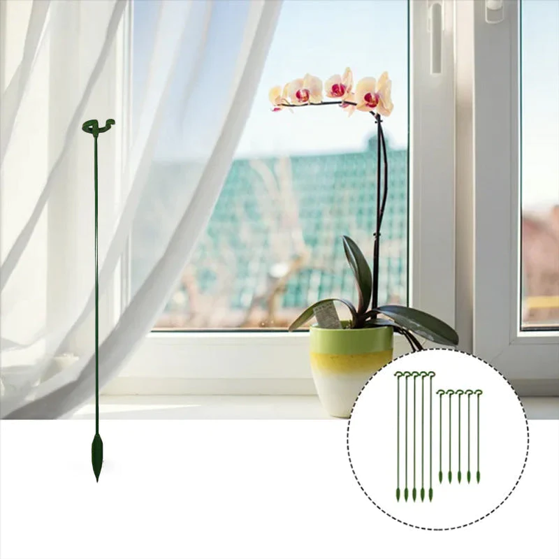 Pflanzenstützen mit Stützring (10er Set) | Gerade Stängel ohne Abknicken | Unauffällig grün, robust &amp; wiederverwendbar | 17–48 cm