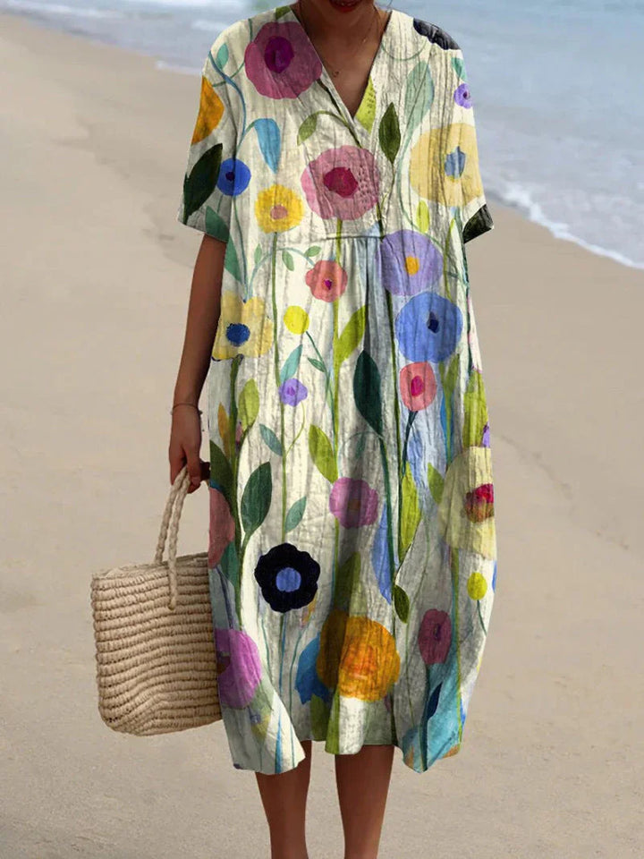 Damen Sommerkleid mit Blumenmuster | Luftig &amp; leicht, femininer Schnitt | Ideal für Strand, Park &amp; Alltag im Sommer