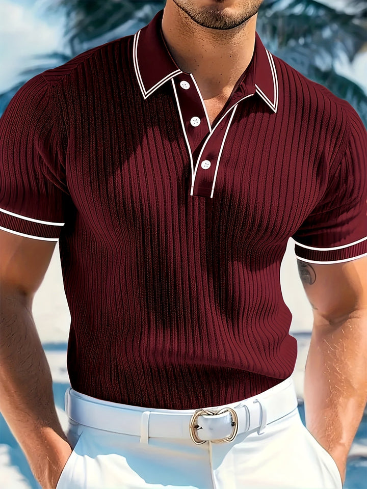 Herren Poloshirt | Kurzarm-Polo mit Knopfleiste, Rippstruktur und regulärer Passform für Sommer, Freizeit und Büro