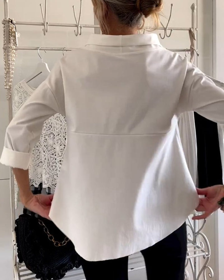 Top donna ampio con look a collo alto e maniche 3/4 | Taglio off-shoulder | Morbido e comodo per tutti i giorni | Design semplice