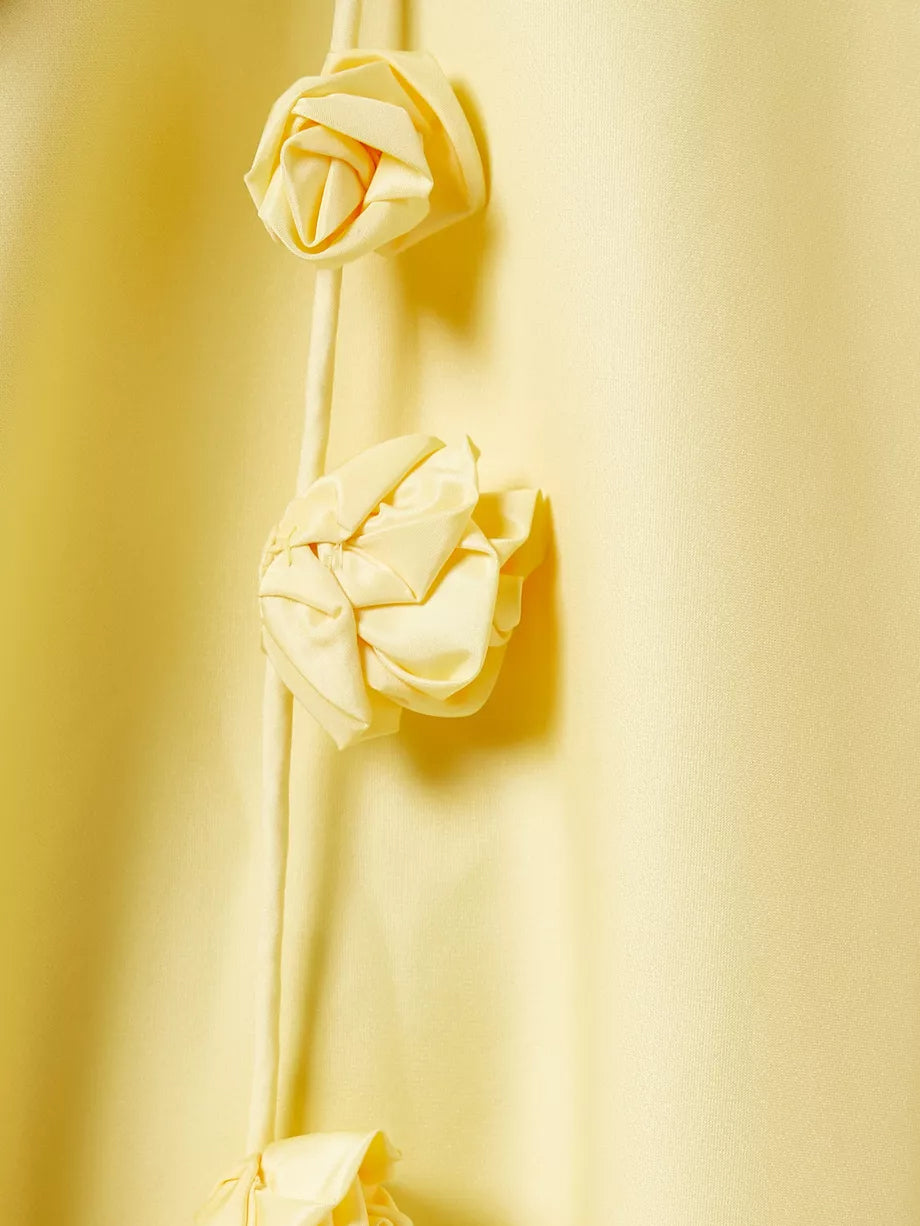 Rückenfreies Minikleid mit 3D-Rosen-Trägern | A-Linie &amp; asymmetrischer Saum | gefüttert | elegantes Statement für Events