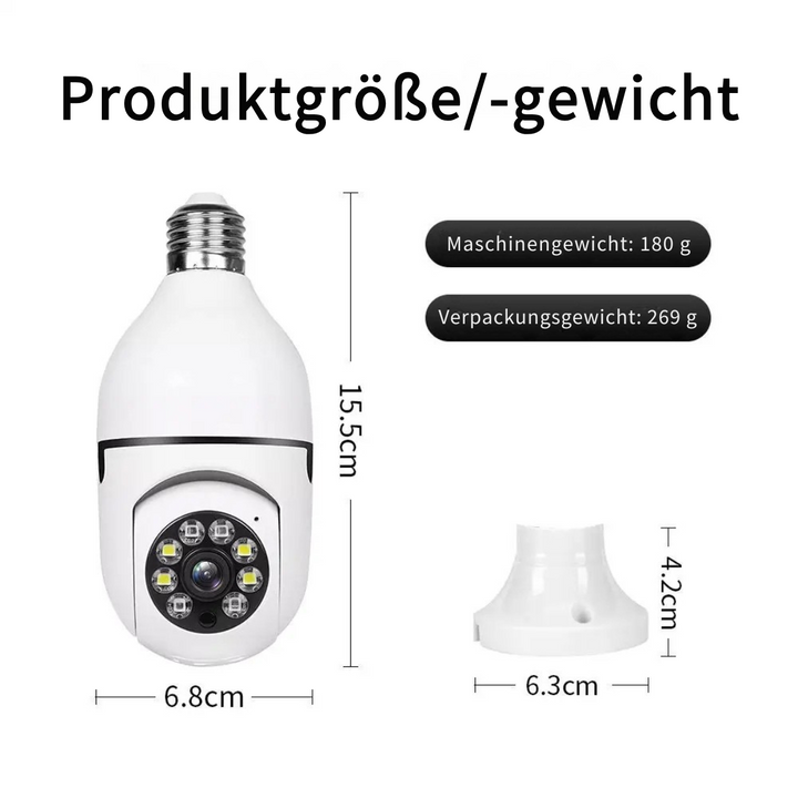 E27 360° panorama security camera | 1080P HD + night mode | 2-way audio &amp; motion alarm | indoor Wi-Fi camera
