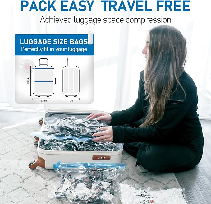 PackEase - Sacs sous vide pour gain de place avec pompe électrique