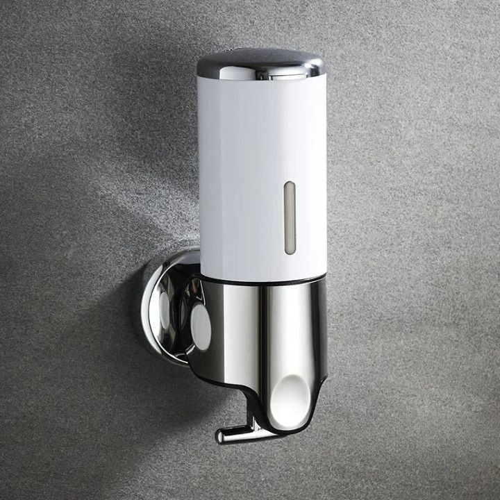 Distributore di sapone da parete | Acciaio inox e ABS | Design moderno | Salvaspazio e ricaricabile