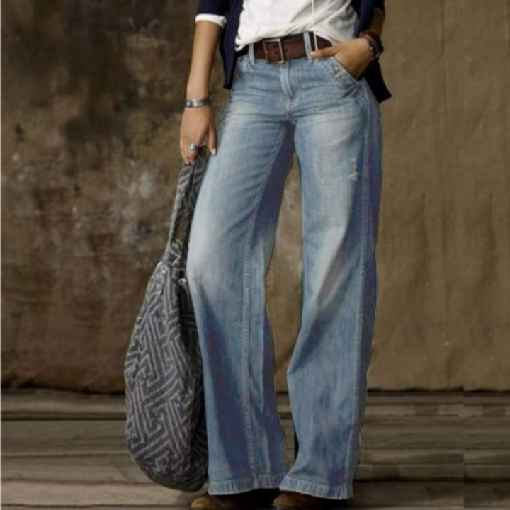 Damen Vintage Hose Mit Hoher Taille | Weites Bein