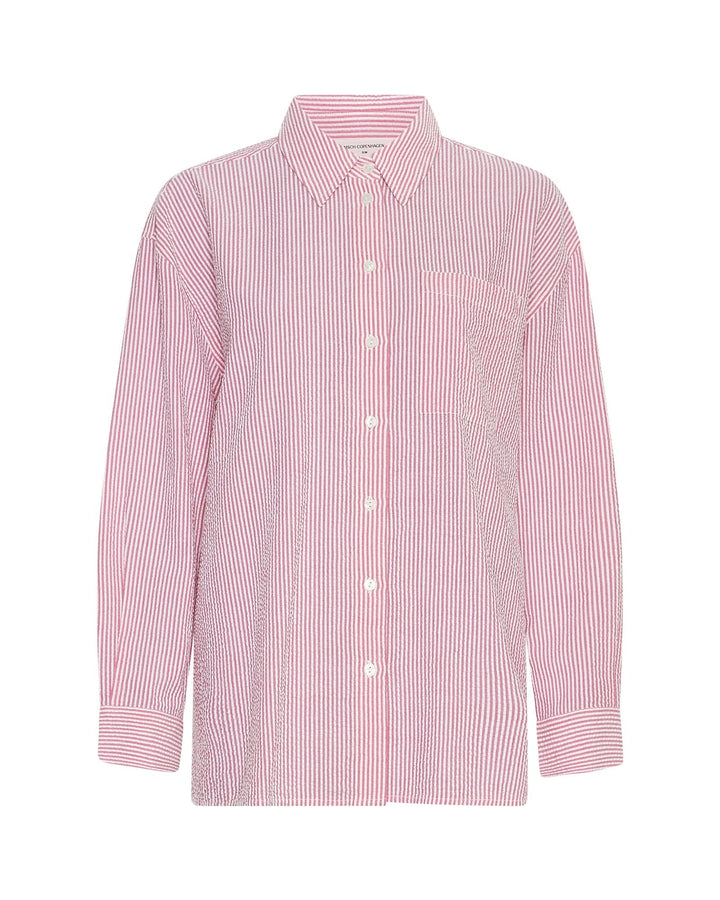 Damen Bluse | Gestreifte Bluse mit klassischem Kragen, Knopfleiste und lockerer Passform