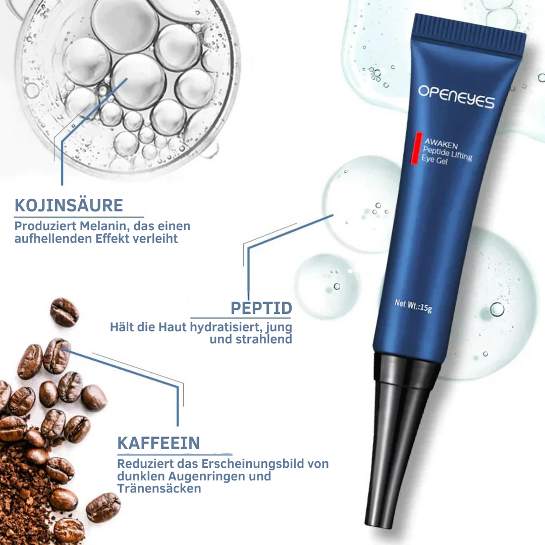 Gel contorno occhi lifting peptidico contro occhiaie e gonfiori | con acido kojico e caffeina | leviga le linee sottili, rassoda e idrata | 1+1 Gratis
