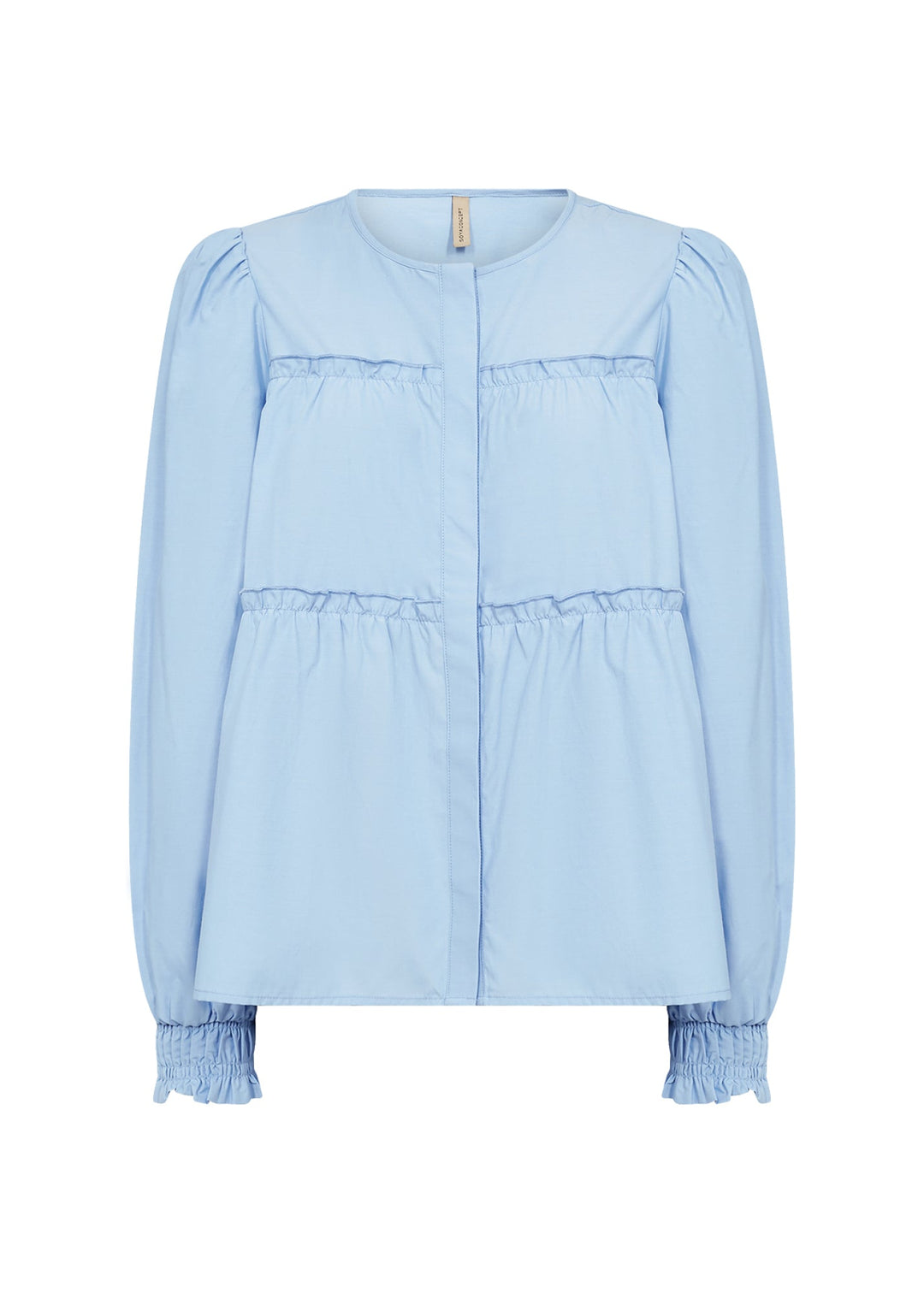 Damen Bluse | Bluse mit Rundhalsausschnitt, Rüschendetails und elastischen Manschetten