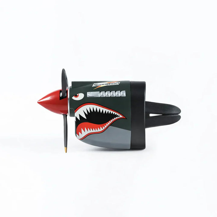 P-40 Warhawk Auto-Dekoration mit rotierender Propeller | Interaktive Dashboard Figur durch Fahrtwind | Geschenk für Auto- &amp; Luftfahrtfans