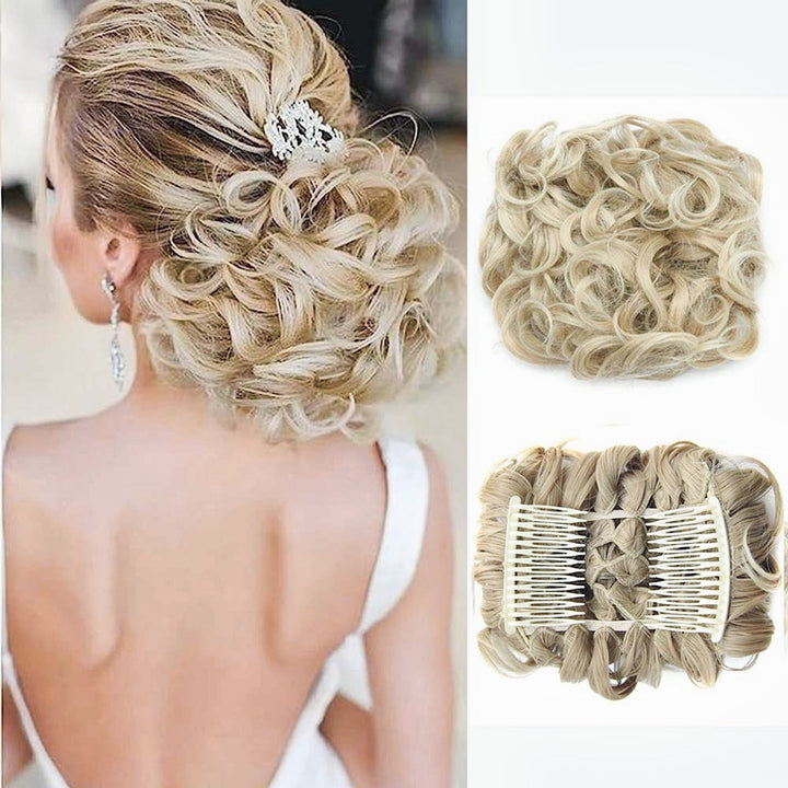 Göndör konty nagy hajrész | rendezetlen messy bun gumiszalaggal | azonnal több volumen másodpercek alatt | 2 darabos csomag