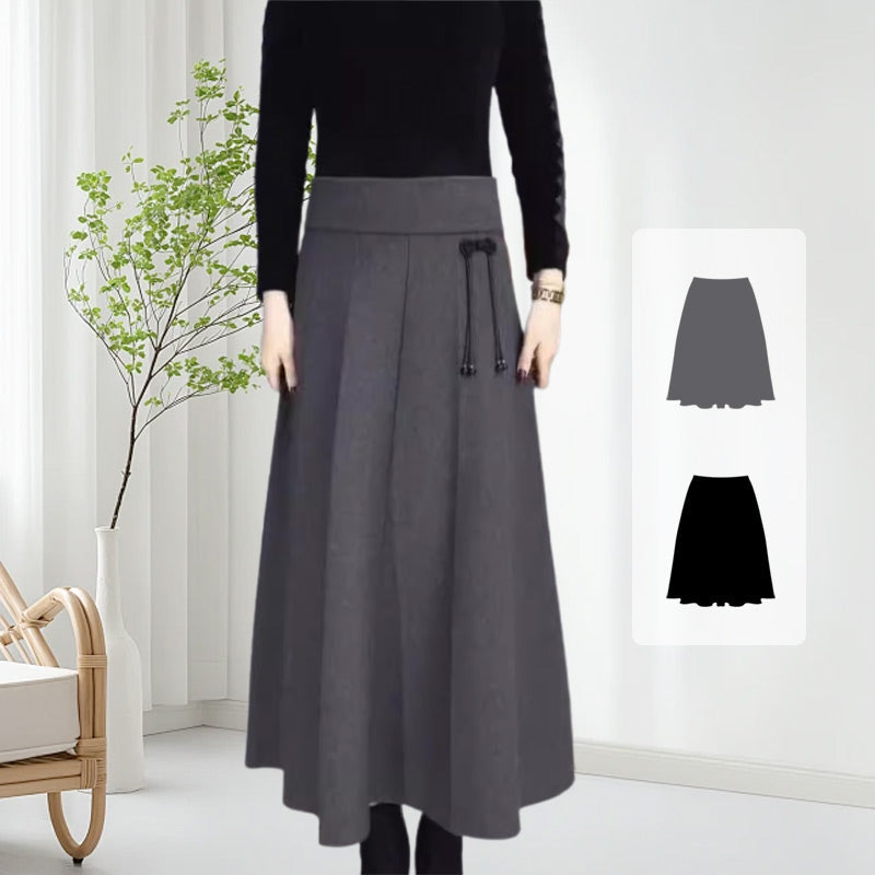 Damen Rock | High-Waist Midirock aus warmem Stoff für Herbst und Winter