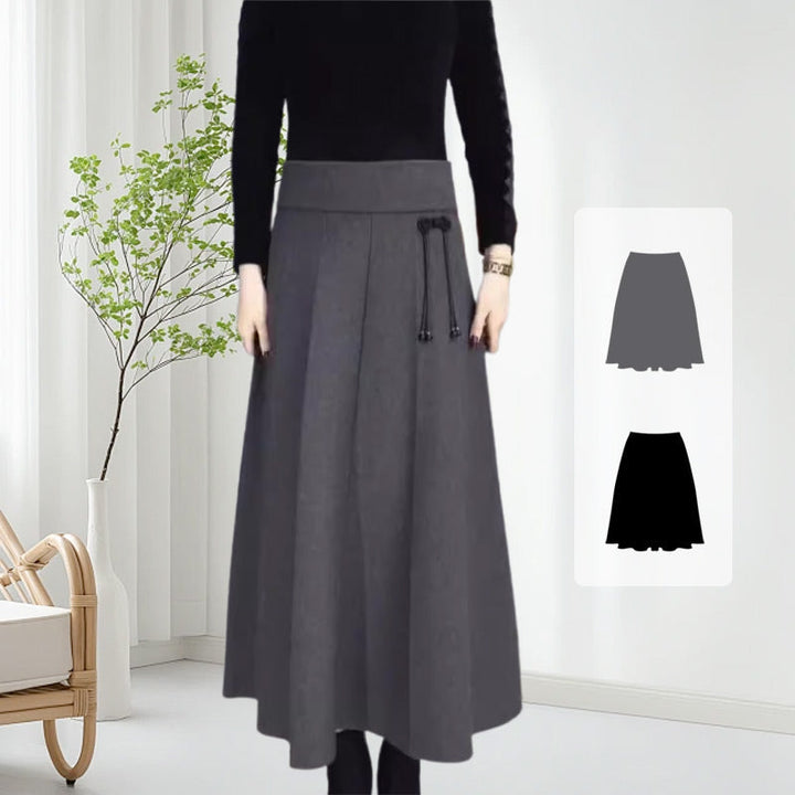 Damen Rock | High-Waist Midirock aus warmem Stoff für Herbst und Winter