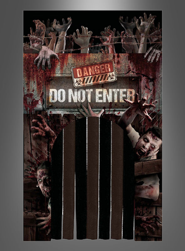 Halloween Türvorhang Zombie 145 × 240 cm | Bewegliche Lamellen-Türdeko mit Horror-Motiv für Eingang und Halloween-Partys