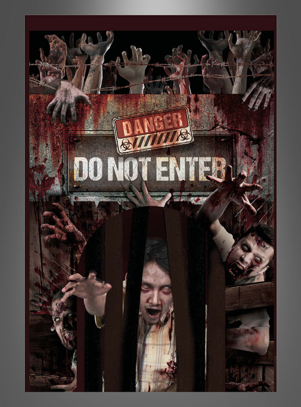Halloween Türvorhang Zombie 145 × 240 cm | Bewegliche Lamellen-Türdeko mit Horror-Motiv für Eingang und Halloween-Partys