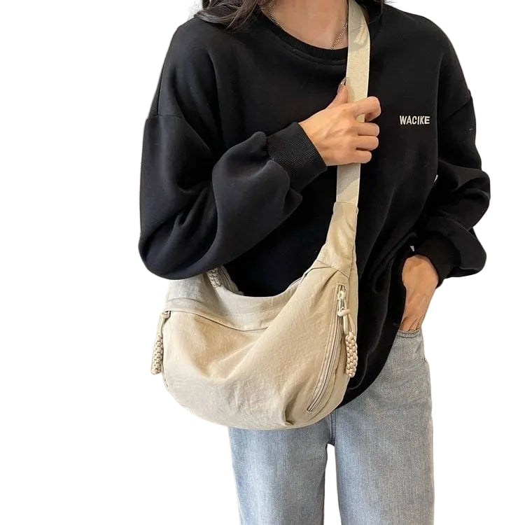 Nylon-Umhängetasche | Leichte Schultertasche mit mehreren Reißverschlussfächern und verstellbarem Schulterriemen