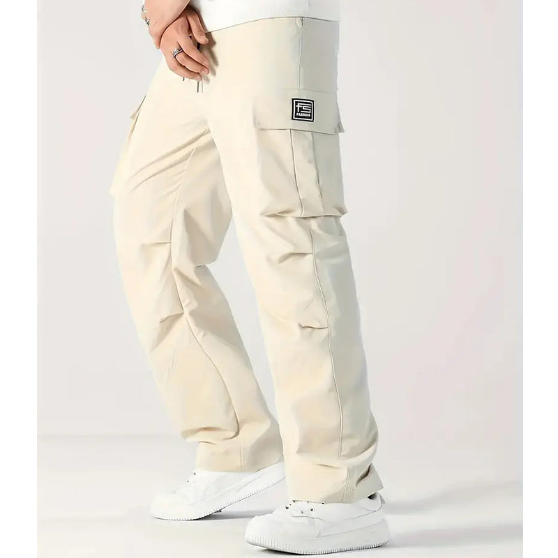 Herren Cargo Hose Stretch | Gerade Freizeithose mit Elastischem Bund &amp; Cargotaschen | Bequeme Alltagshose