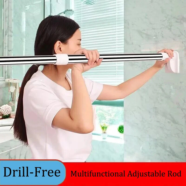 Tige télescopique sans perçage en acier inoxydable | Réglable 70–120 cm | Inoxydable &amp; sans outil | Barre de douche, rideau &amp; vêtements