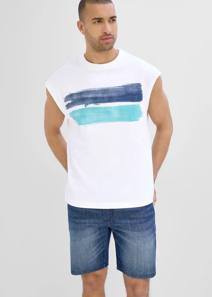 Herren Muskelshirt mit Grafik-Print | Ärmelloses T-Shirt mit Rundhalsausschnitt | Leichtes Freizeitshirt für Sommer &amp; Sport
