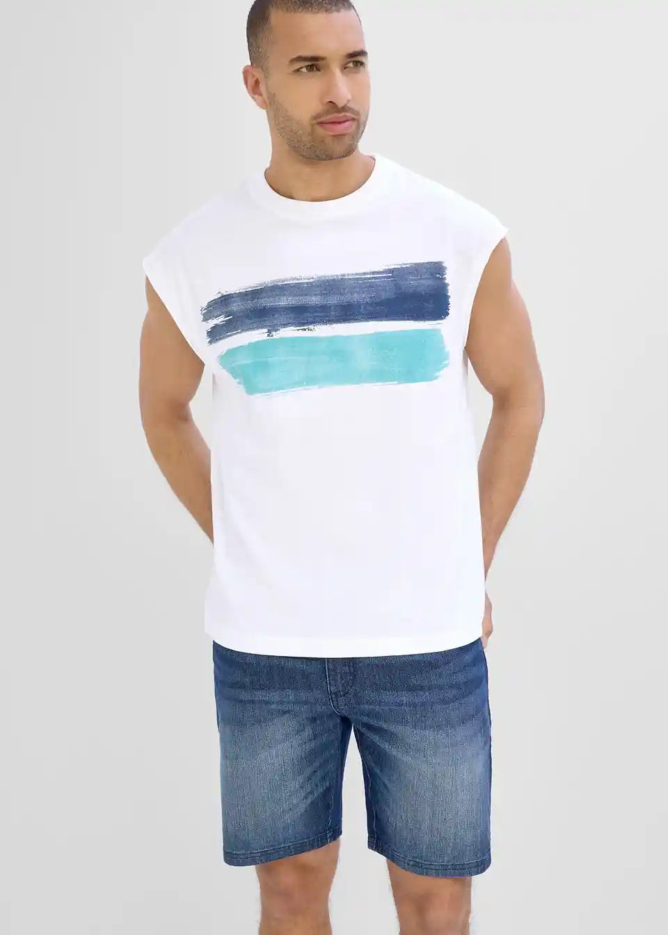 Herren Muskelshirt mit Grafik-Print | Ärmelloses T-Shirt mit Rundhalsausschnitt | Leichtes Freizeitshirt für Sommer &amp; Sport