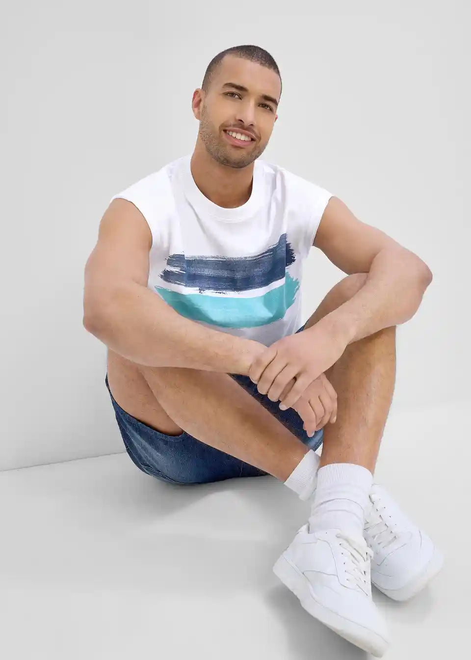 Herren Muskelshirt mit Grafik-Print | Ärmelloses T-Shirt mit Rundhalsausschnitt | Leichtes Freizeitshirt für Sommer &amp; Sport