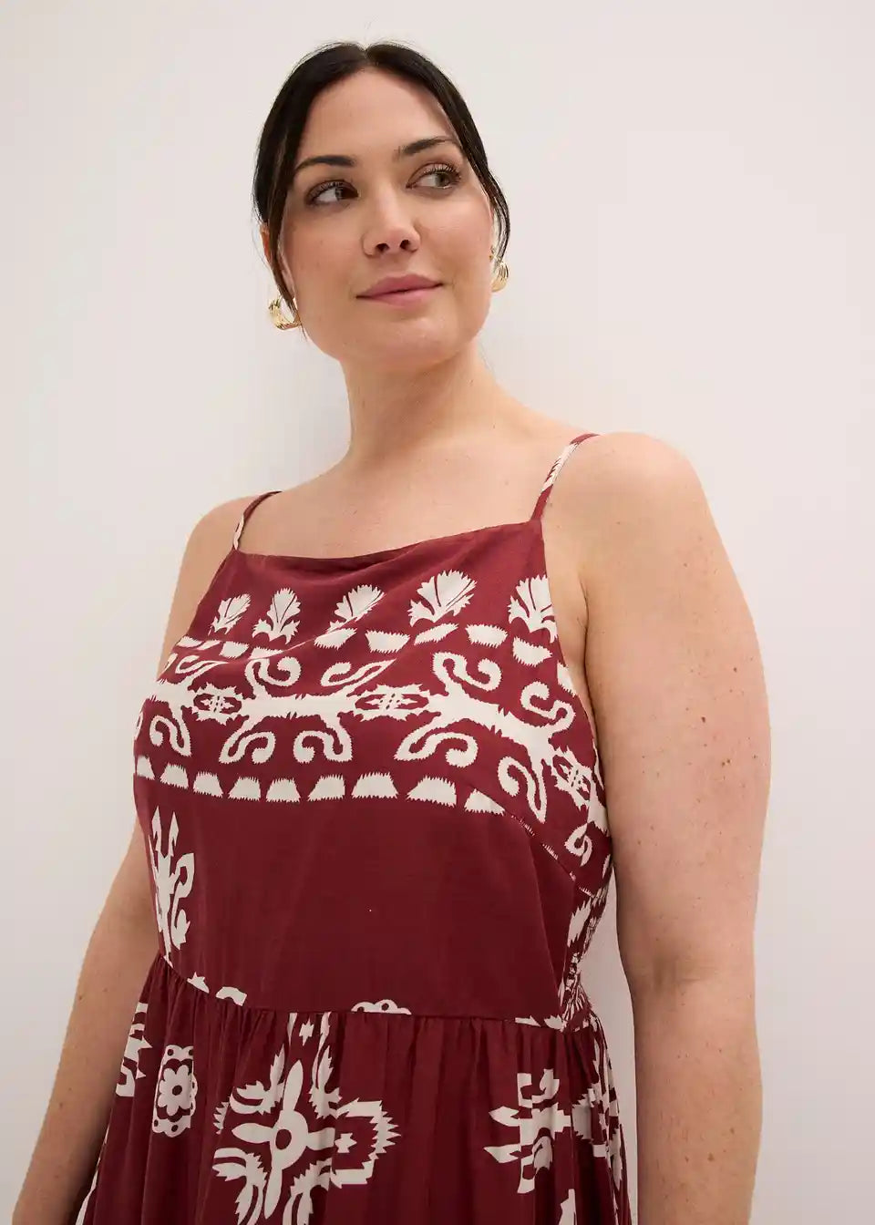 Damen Maxikleid mit Ethno-Muster | Luftiges Boho Sommerkleid mit Spaghettiträgern | Lockeres Freizeitkleid für Urlaub