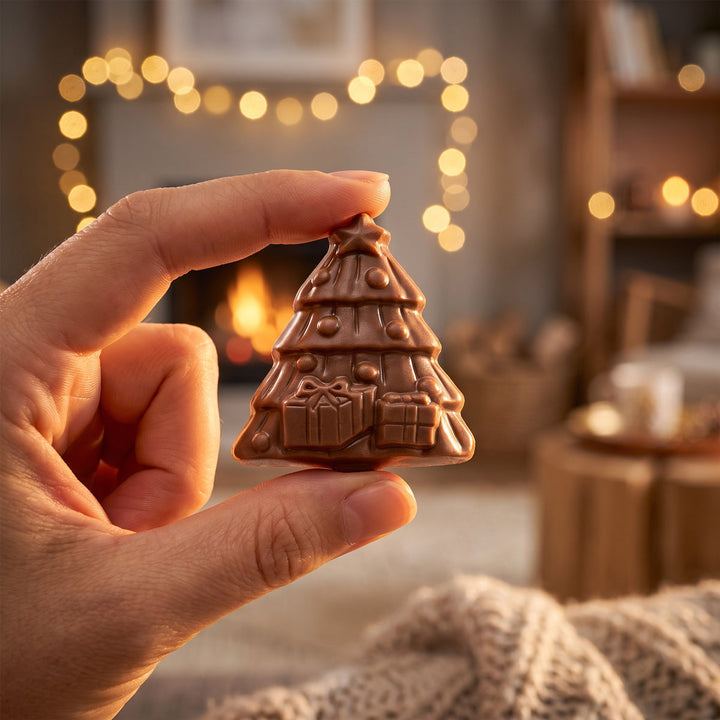 Adventskalender ohne Zuckerzusatz | 24 Schokoladenfiguren mit Fairtrade-Kakao und Maltit | Weihnachtskalender mit 240 g Schokolade