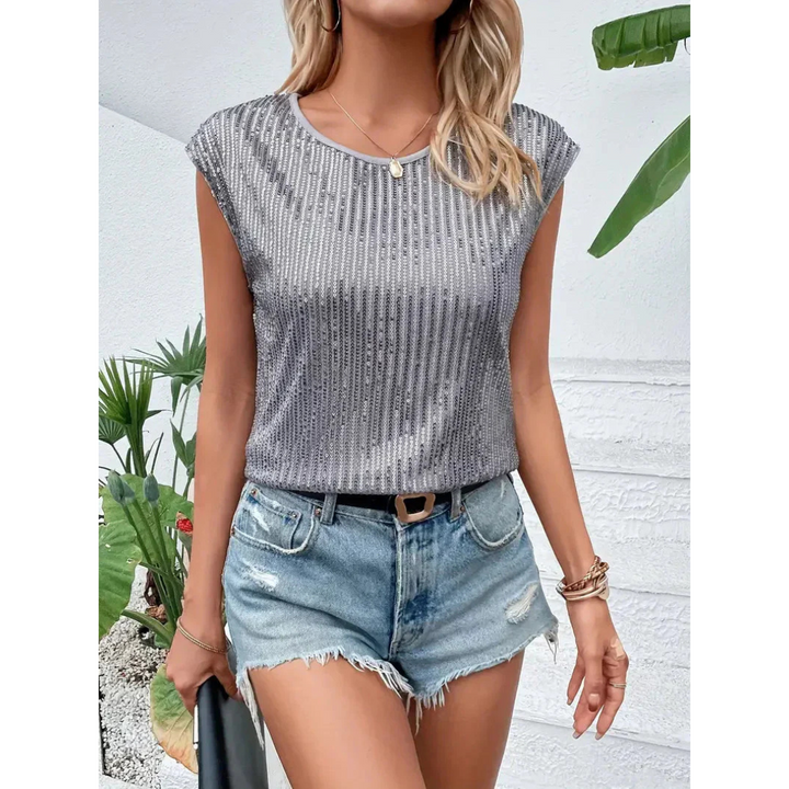 Sparkella™ – Top da donna con paillettes e maniche corte