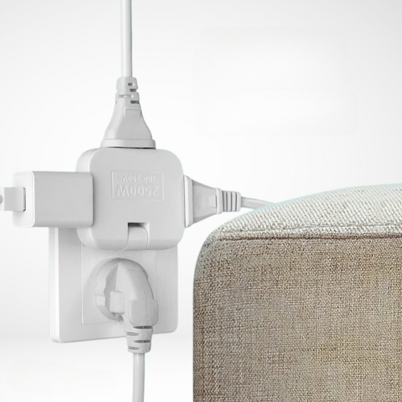 Mehrfachsteckdose mit Drehstecker | 3-fach-Steckdosenadapter mit 180° Drehkopf und platzsparendem Design