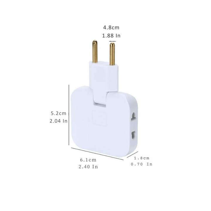 Mehrfachsteckdose mit Drehstecker | 3-fach-Steckdosenadapter mit 180° Drehkopf und platzsparendem Design