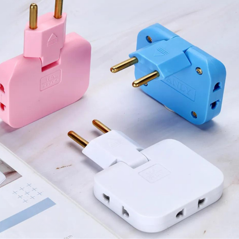 Mehrfachsteckdose mit Drehstecker | 3-fach-Steckdosenadapter mit 180° Drehkopf und platzsparendem Design