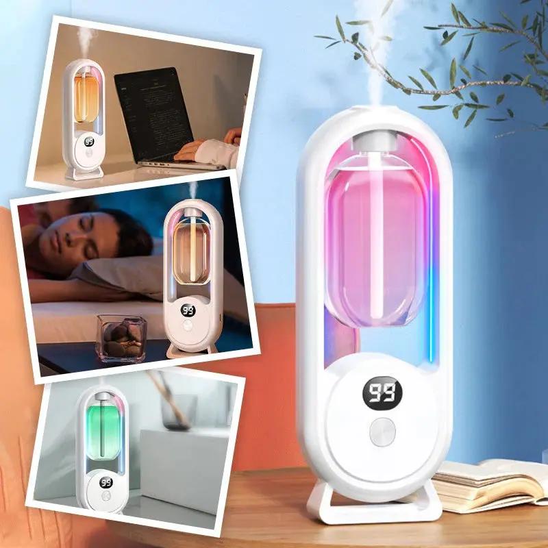 Automatischer Raumduftspender | Kabelloser Aroma-Diffuser mit 5 Sprühstufen, Stimmungslicht und USB-Ladung