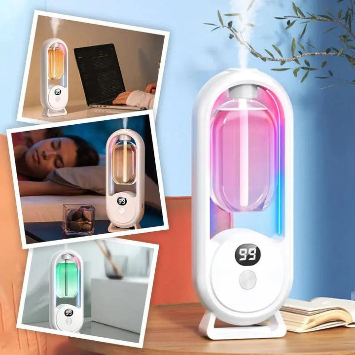 Automatischer Raumduftspender | Kabelloser Aroma-Diffuser mit 5 Sprühstufen, Stimmungslicht und USB-Ladung