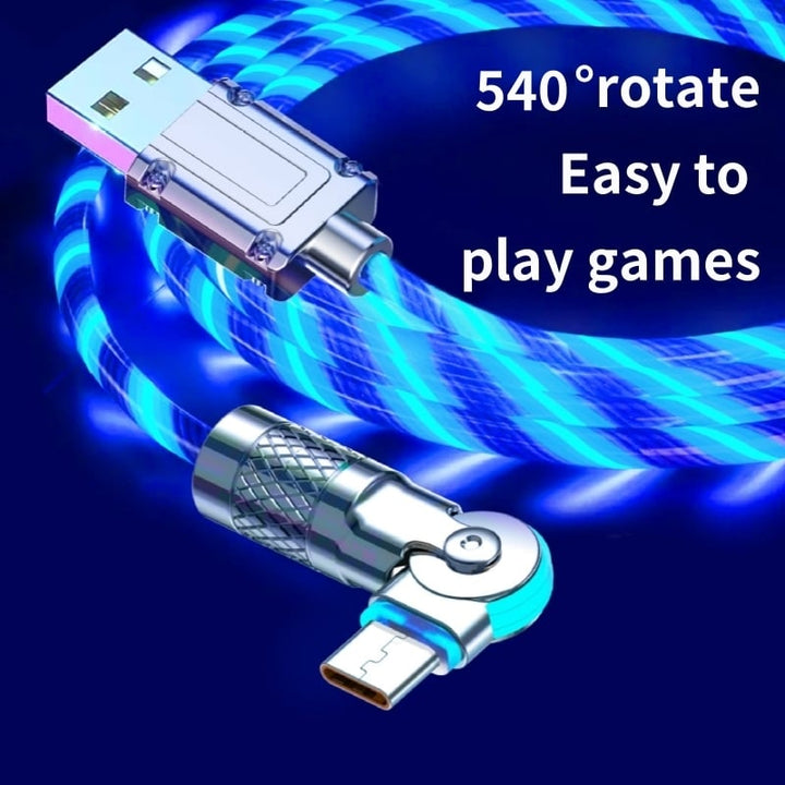 Câble de charge rapide avec effet lumineux LED | Connecteur pivotant à 540° | Câble USB avec charge rapide