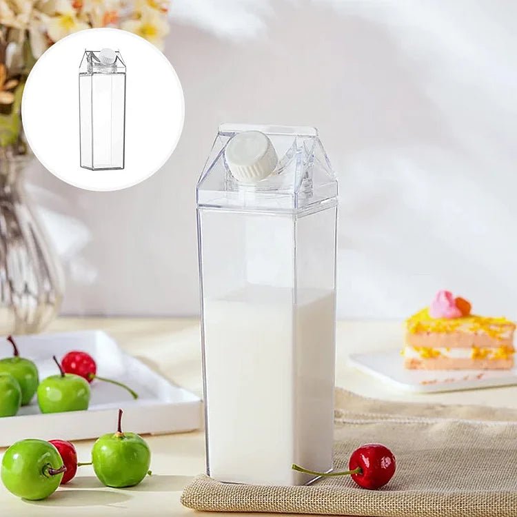 Juomapullo maitopakkauksen muotoilulla 500/1000 ml – HydraCube | 100 % vuotamaton, BPA-vapaa | Täyttömäärä heti näkyvissä