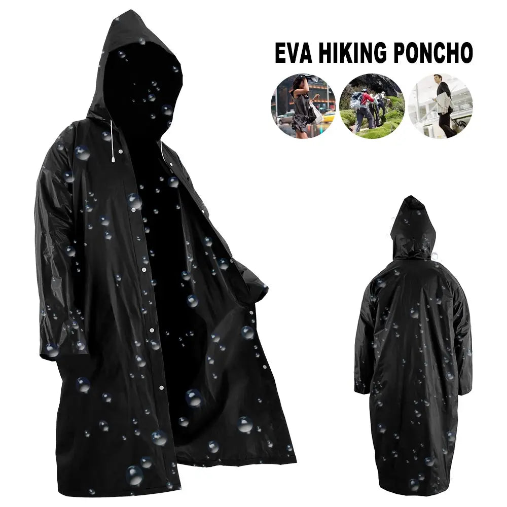 Unisex Regenponcho | Wasserdichter EVA-Poncho mit Kapuze und Kordelzug für Camping, Festival und Alltag
