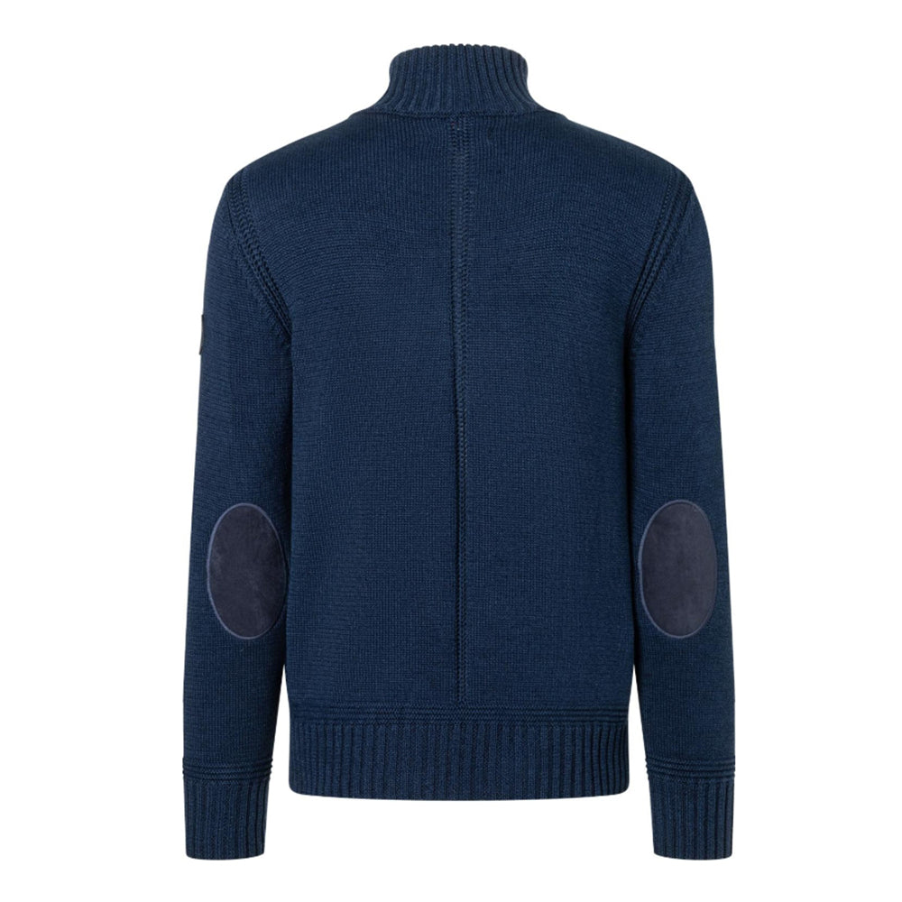 Herren Troyer Strickpullover mit halbem Reißverschluss | Regular Fit mit geripptem Stehkragen und markantem Ärmeldesign