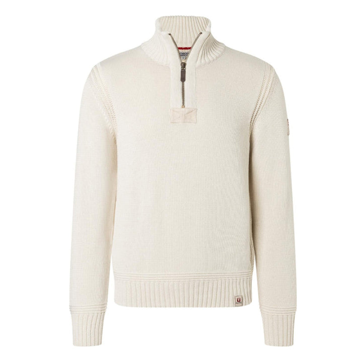Herren Troyer Strickpullover mit halbem Reißverschluss | Regular Fit mit geripptem Stehkragen und markantem Ärmeldesign