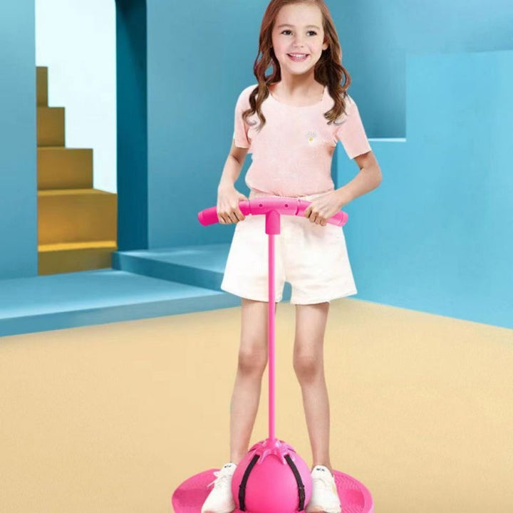 Pogo ball jump trainer with anti-slip footplate | With/without handle | Extra thick bounce ball for power jumps | Blue/pink/lilac